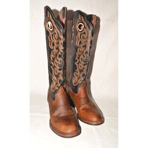 Tony Lama Black and Brown Heeled Boots